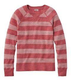 オーガニック・コットン・スラブ・セーター、クルーネック　ストライプ, , hi-res