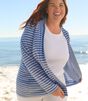 ピマ・コットン・オープン・カーディガン、ウィズ　ポケット　ストライプ