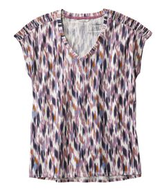 ビヨンド・ソフト・Vネック・ティ、半袖　プリント, , hi-res