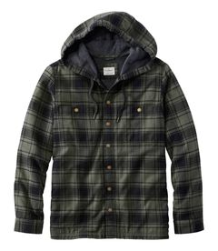 フリースラインド・フランネル・シャツ、スライトリー・フィット　フード付き　スナップフロント, , hi-res