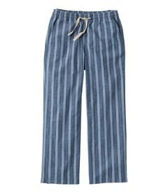 レイクウォッシュ・チノ・パンツ、ミッドライズ　プルオン・ワイドレッグ・クロップ　シャンブレー・ストライプ, , hi-res