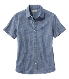 ジャパン・フィット　コンフォート・ストレッチ・シャンブレー・シャツ、半袖, , hi-res