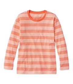 サタデーTシャツ、クルーネック　7分丈袖　ストライプ, , hi-res