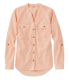 ソフト・コットン・クリンクル・シャツ、ロールタブ、プリント, , hi-res