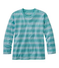 サタデーTシャツ、クルーネック　7分丈袖　ストライプ, , hi-res