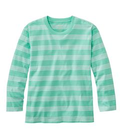 サタデーTシャツ、クルーネック　7分丈袖　ストライプ, , hi-res