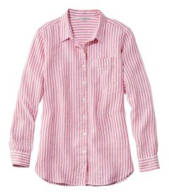プレミアム・ウォッシャブル・リネン・シャツ、チュニック　ストライプ, , hi-res