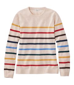 クラシック・カシミヤ・セーター、クルーネック　ストライプ, , hi-res