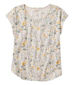 レイクサイド・リネン/コットン・ティ、半袖　スクープネック　プリント, , hi-res