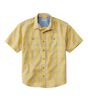 ラギッド・リネン・ブレンド・シャツ、半袖　プラッド　トラディショナル・フィット