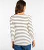 ソフト・ストレッチ・スーピマブレンド・ティ、ブレスレット・スリーブ　ボートネック　ストライプ