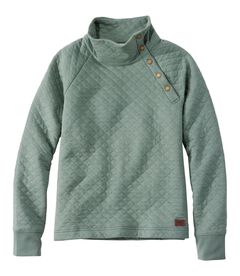 キルト・スウェットシャツ、スナップネック　プルオーバー, , hi-res