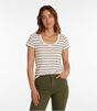 ソフト・ストレッチ・スーピマブレンド・ティ、半袖　スクープネック　ストライプ