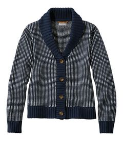 シグネチャー・オリジナル・コットン・セーター、ショール・カーディガン　バーズアイ, , hi-res