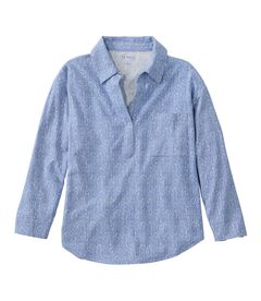 レイクサイド・リネン/コットン・ティ、7分丈袖　スプリットネック・ポロティ　プリント, , hi-res