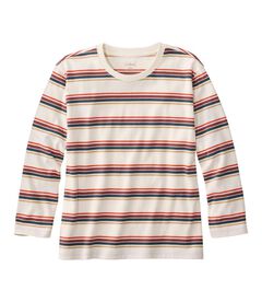 サタデーTシャツ、クルーネック　7分丈袖　ストライプ, , hi-res