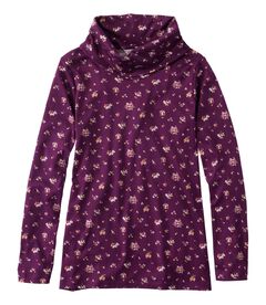 ピマ・コットン・ティ、長袖　コールネック　プリント, , hi-res