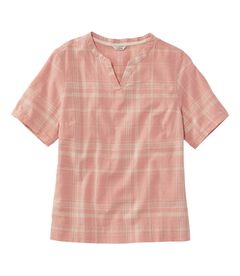 テクスチャード・リネン/コットン・シャツ、半袖　プラッド, , hi-res