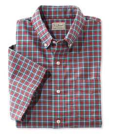 イージーケア・シャンブレー・シャツ、トラディショナル・フィット　半袖　プラッド, , hi-res