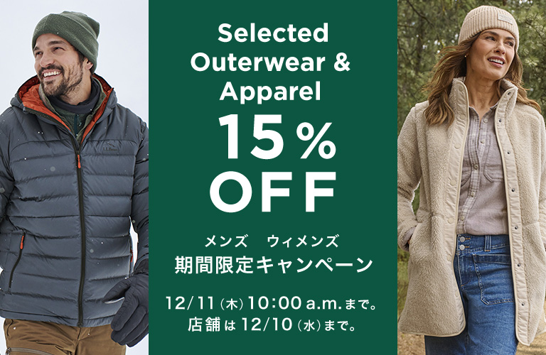 Selected Outerwear & Apparel 15％ OFF