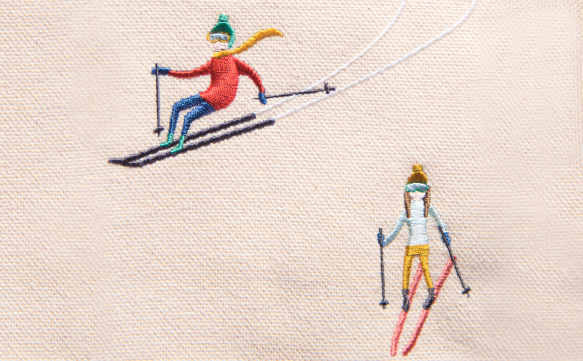 スキーヤー・ボート・アンド・トート 刺繍