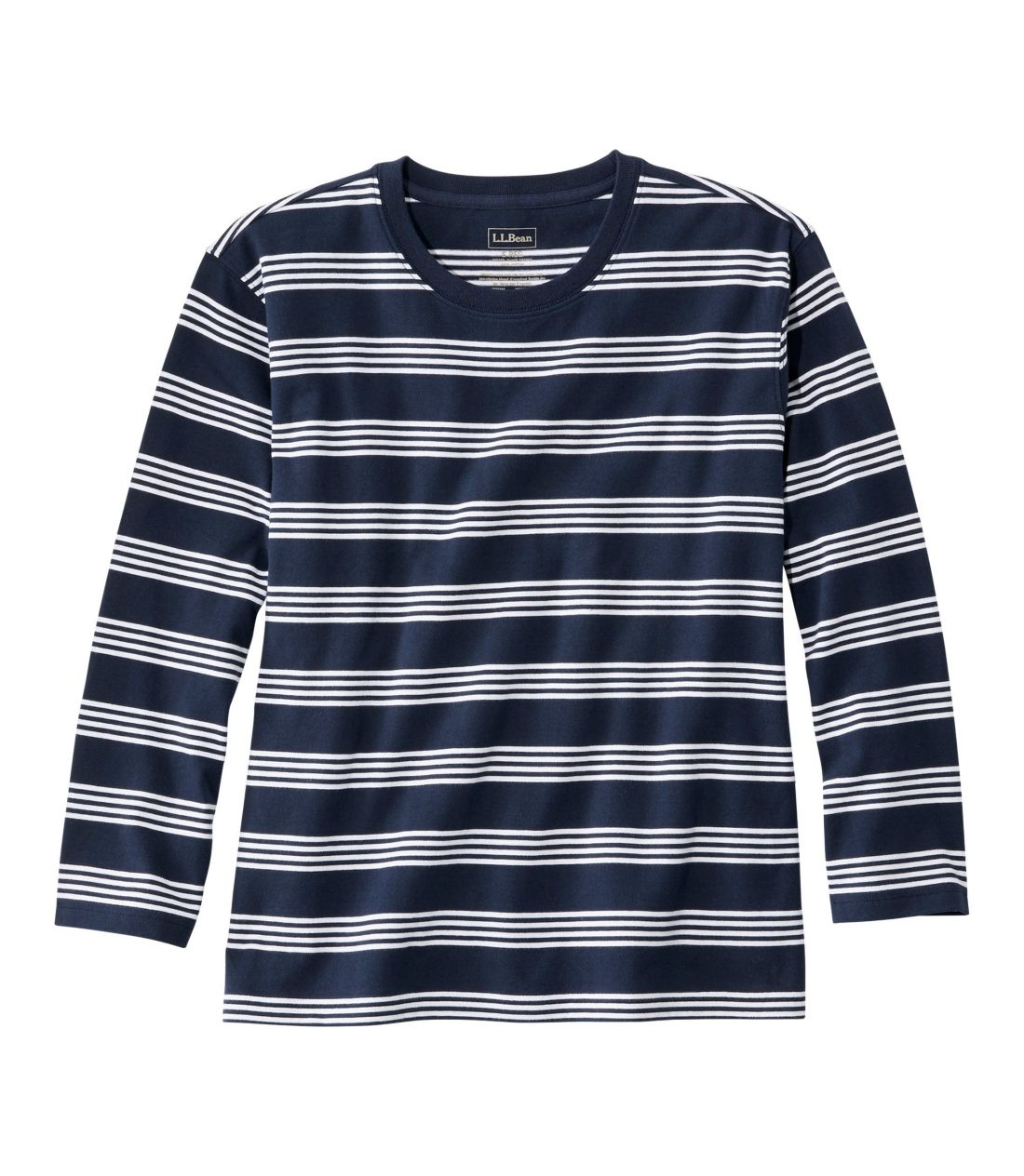 サタデーTシャツ、クルーネック　7分丈袖　ストライプ