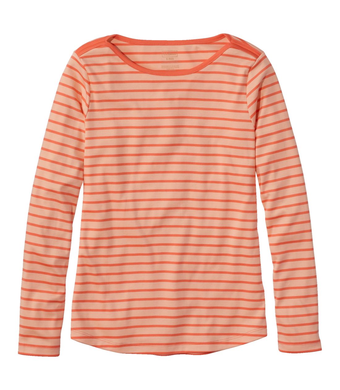 ピマ・コットン・シェイプ・ティ、長袖　ボートネック　ストライプ