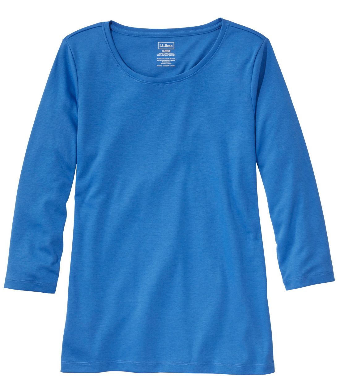 ピマ・コットン・シェイプ・ジュエルネック・ティ、7分丈袖