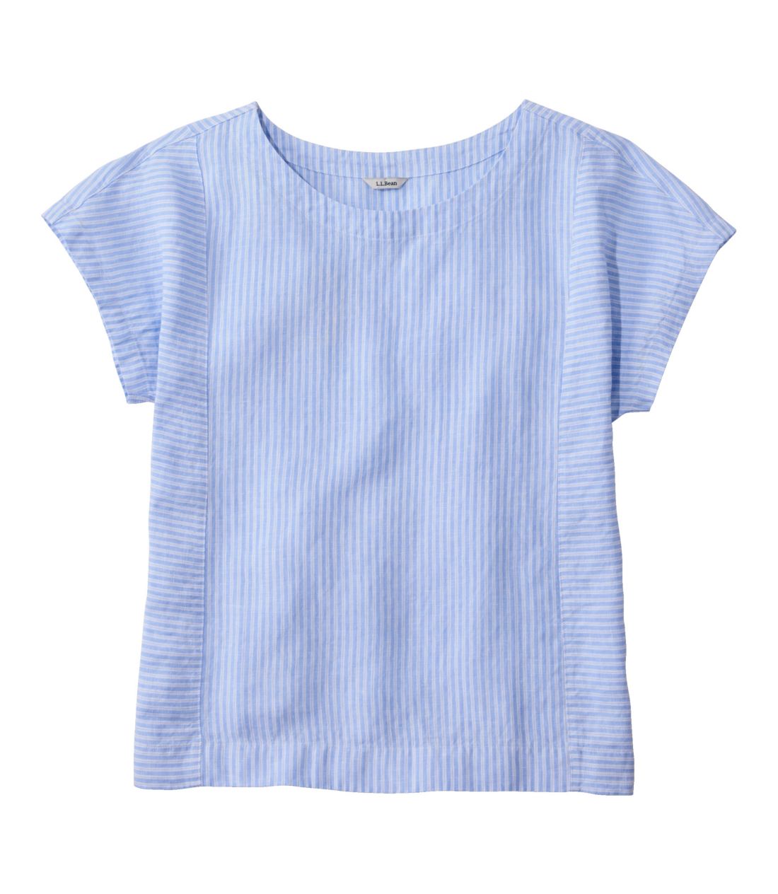 プレミアム・ウォッシャブル・リネン・シャツ、半袖　ストライプ