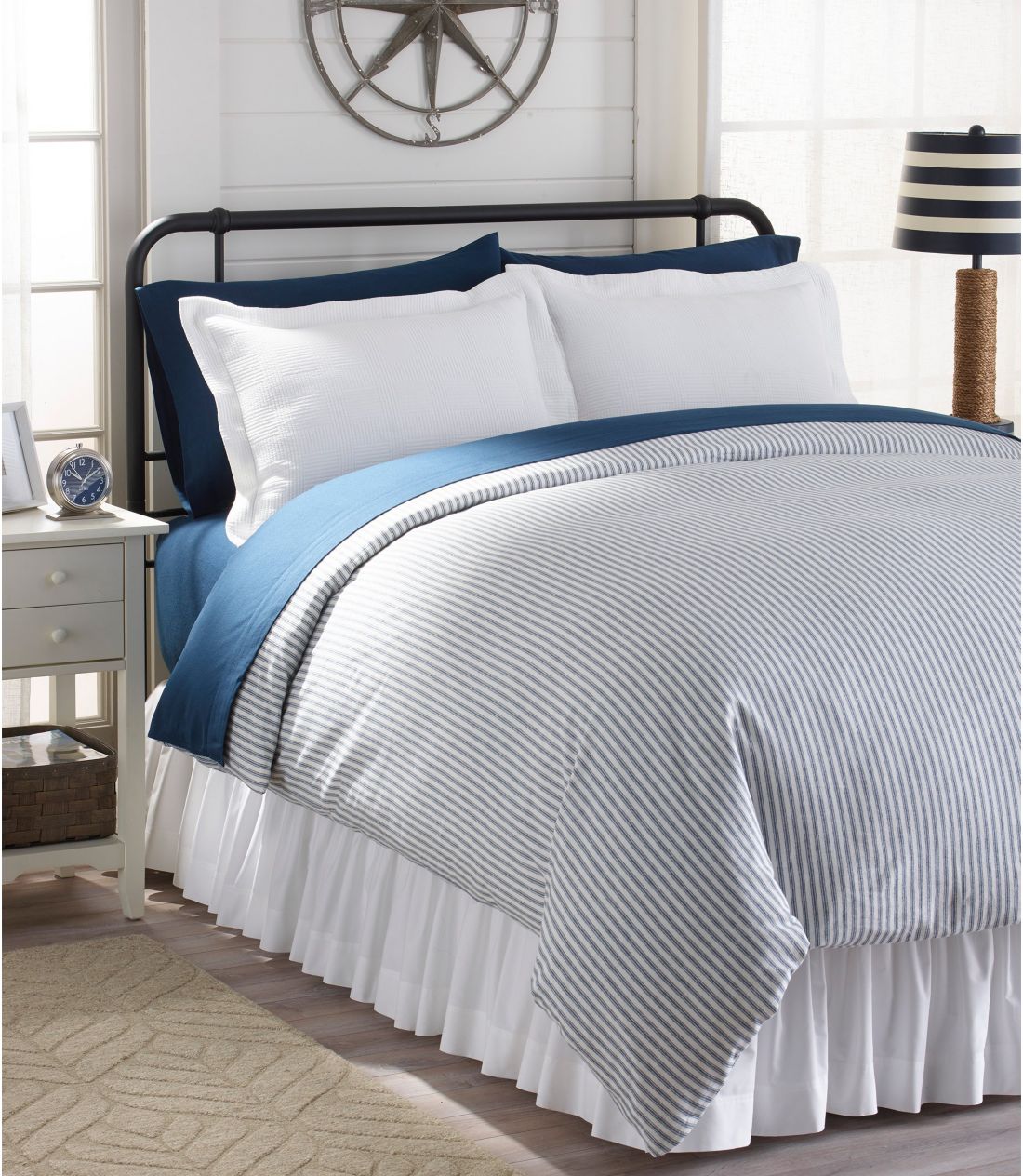 Blue Ultrasoft Comfort Flannel Comforter cover Collection Stripe L.L.Bean