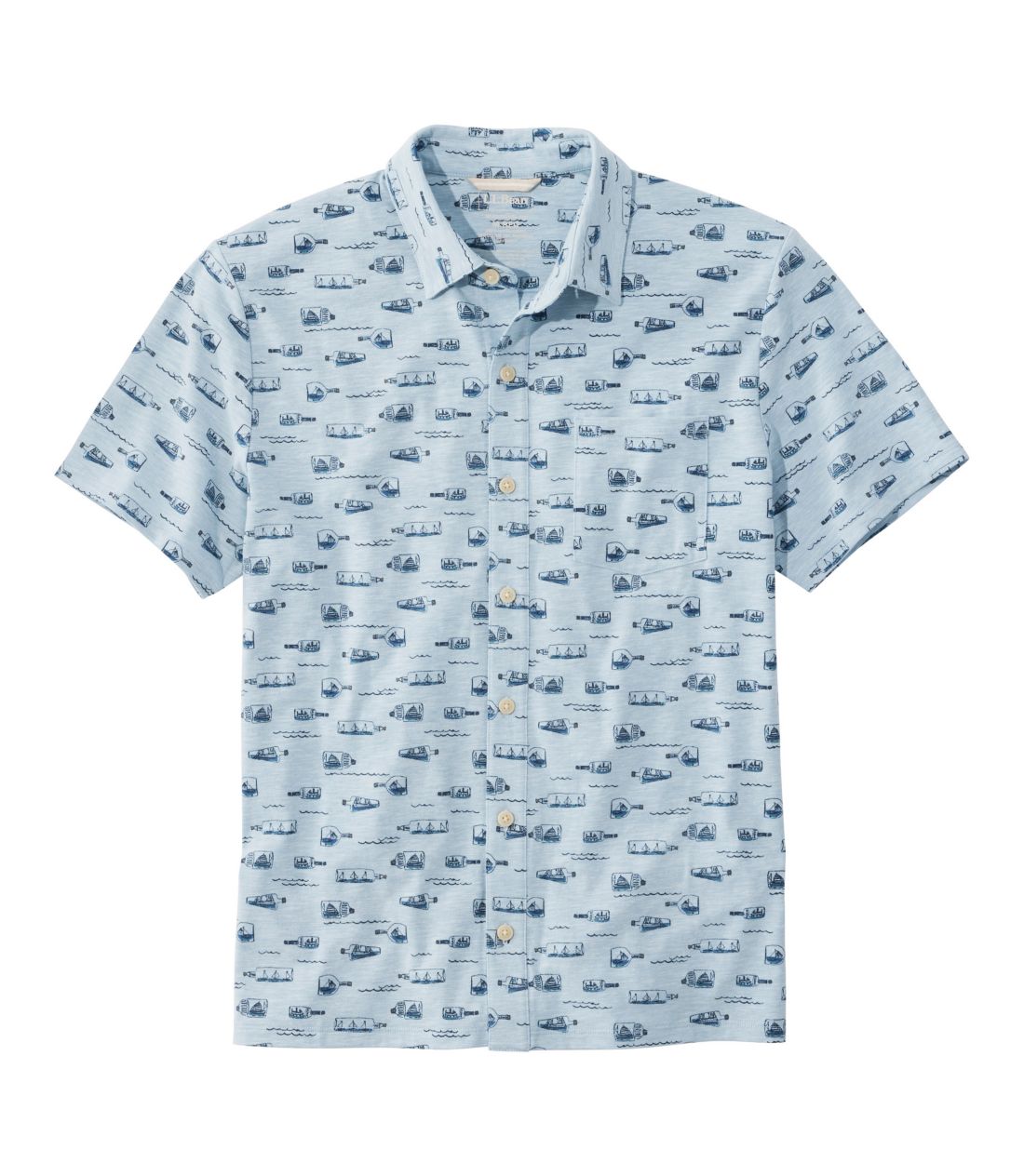 レイクウォッシュ・パフォーマンス・シャツ、ボタンフロント・シャツ　半袖　プリント