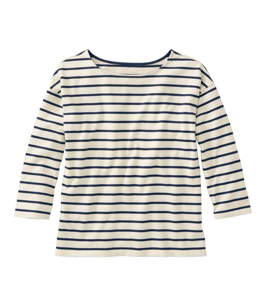 tシャツ ヘリテージ・マリナー・トップ、ボートネック　7分丈袖　ブロックストライプ 米国フィット・プチ レディース L.L.Bean tシャツ ヘリテージ・マリナー・トップ、ボートネック