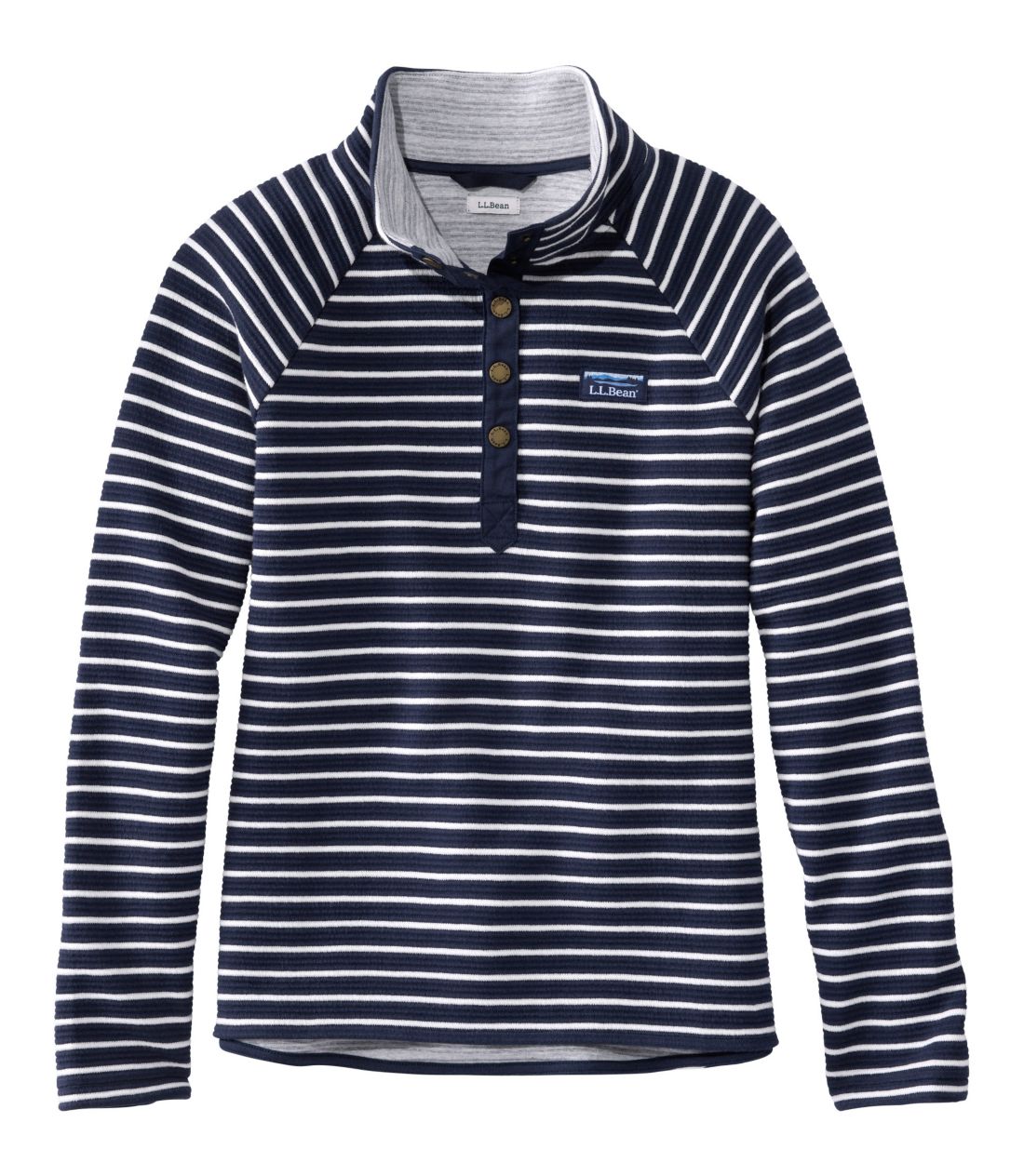 レイクウォッシュ・ダブルニット・クォータースナップ、ストライプ