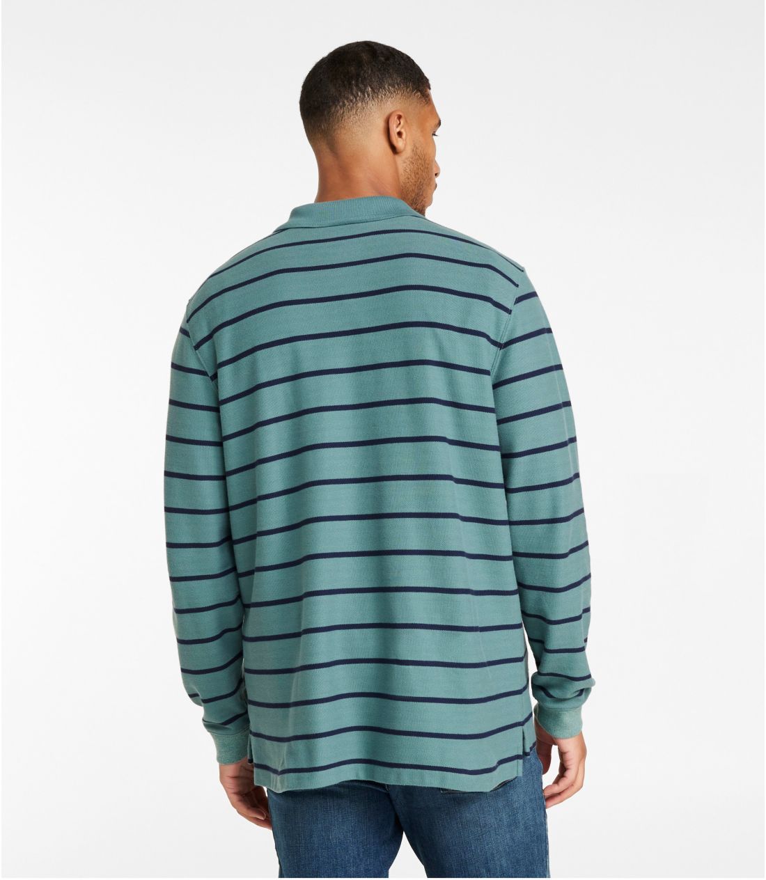 メンズ プレミアム・ダブル・エル・ポロシャツ、長袖 ストライプ 通販