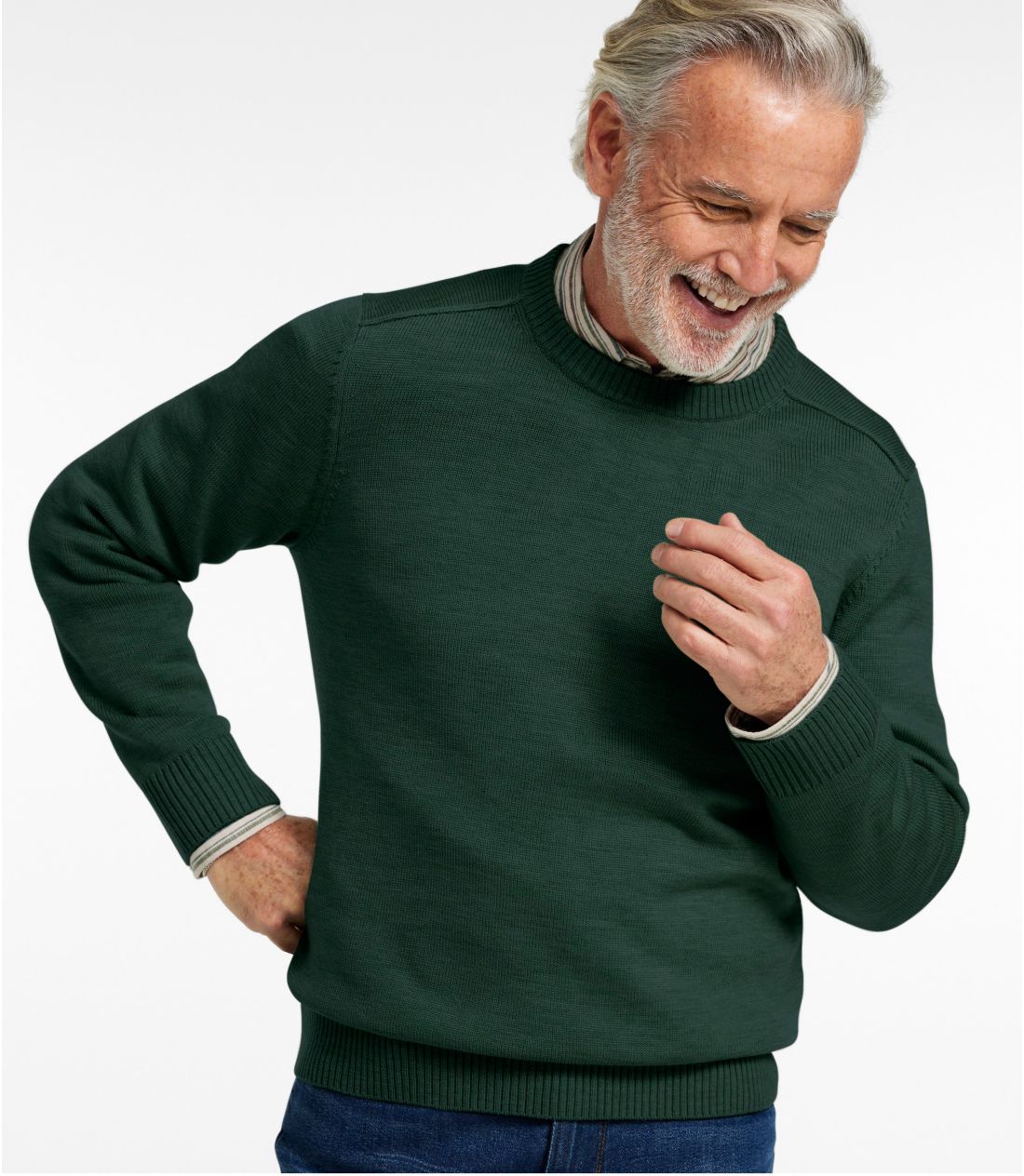 メンズ エッセンシャル・メリノウール・セーター、クルーネック 通販