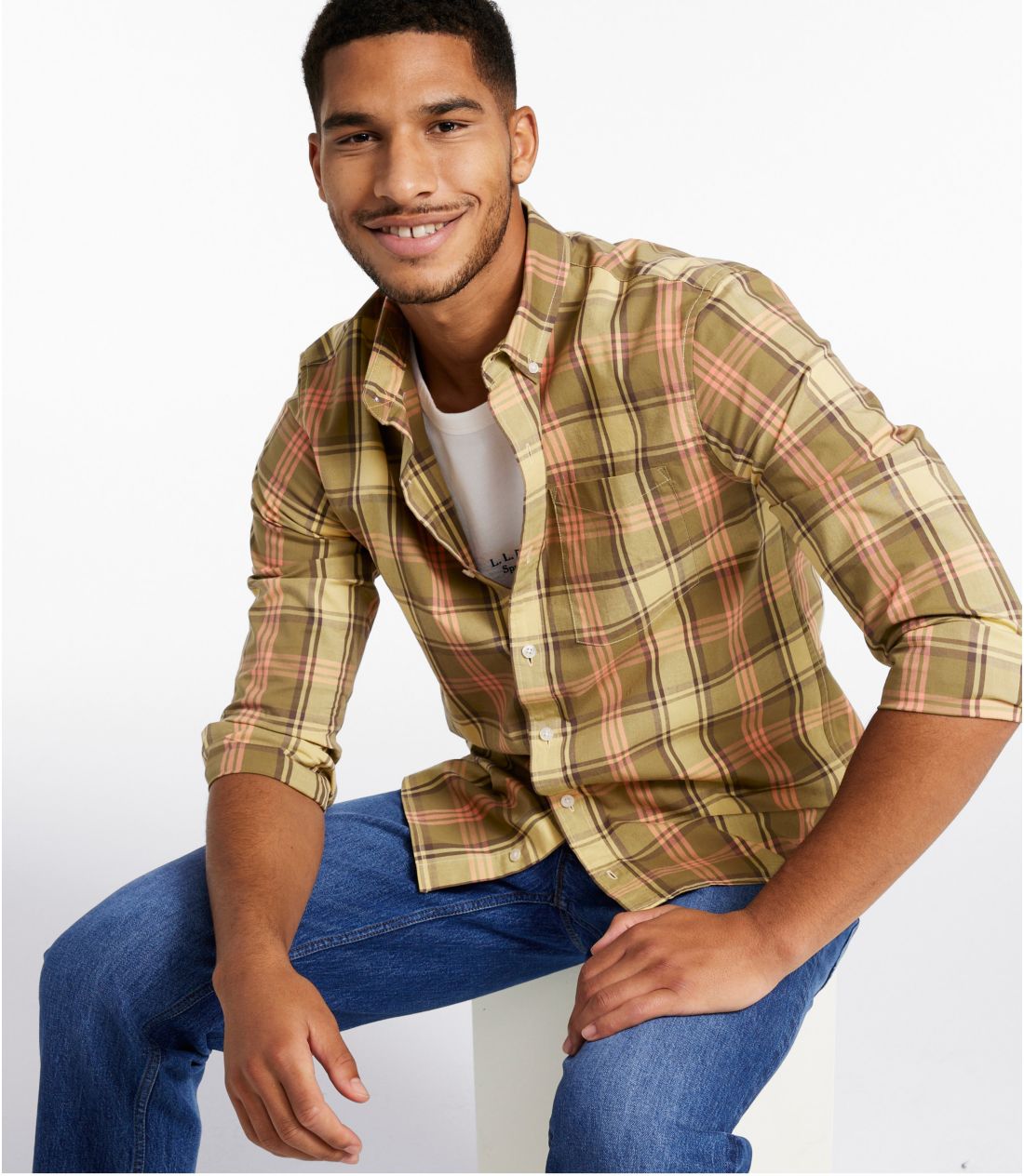 メンズ シグネチャー・ストレッチ・ポプリン・シャツ、スリム