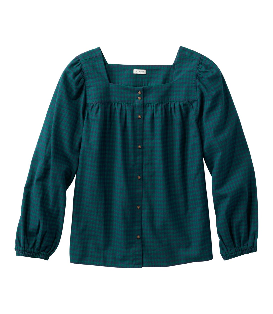 ウィスパーウェイト・フランネル・シャツ、スクエアネック