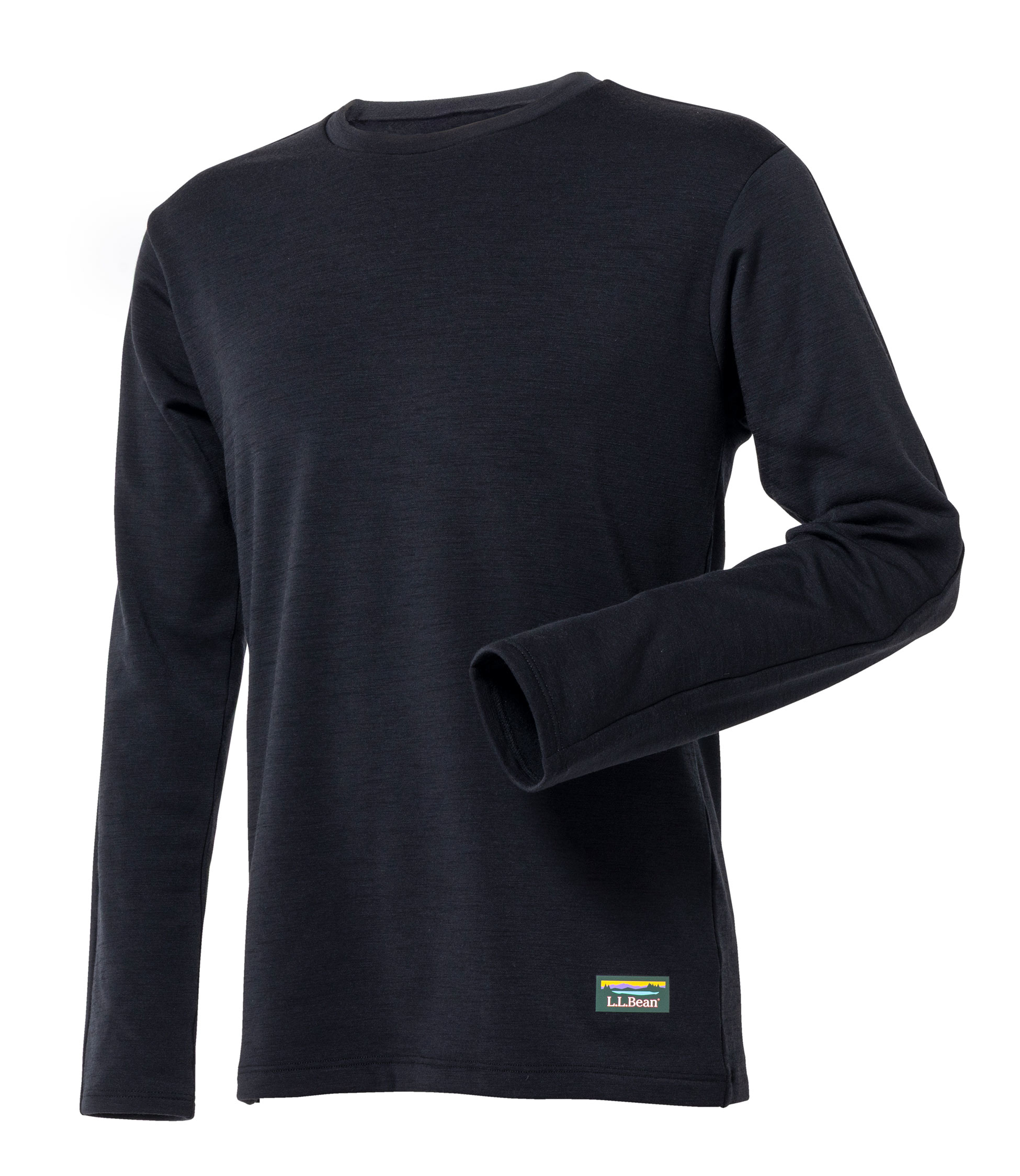 メリノウール・クルーネック・ロングスリーブ・ティ、裏起毛