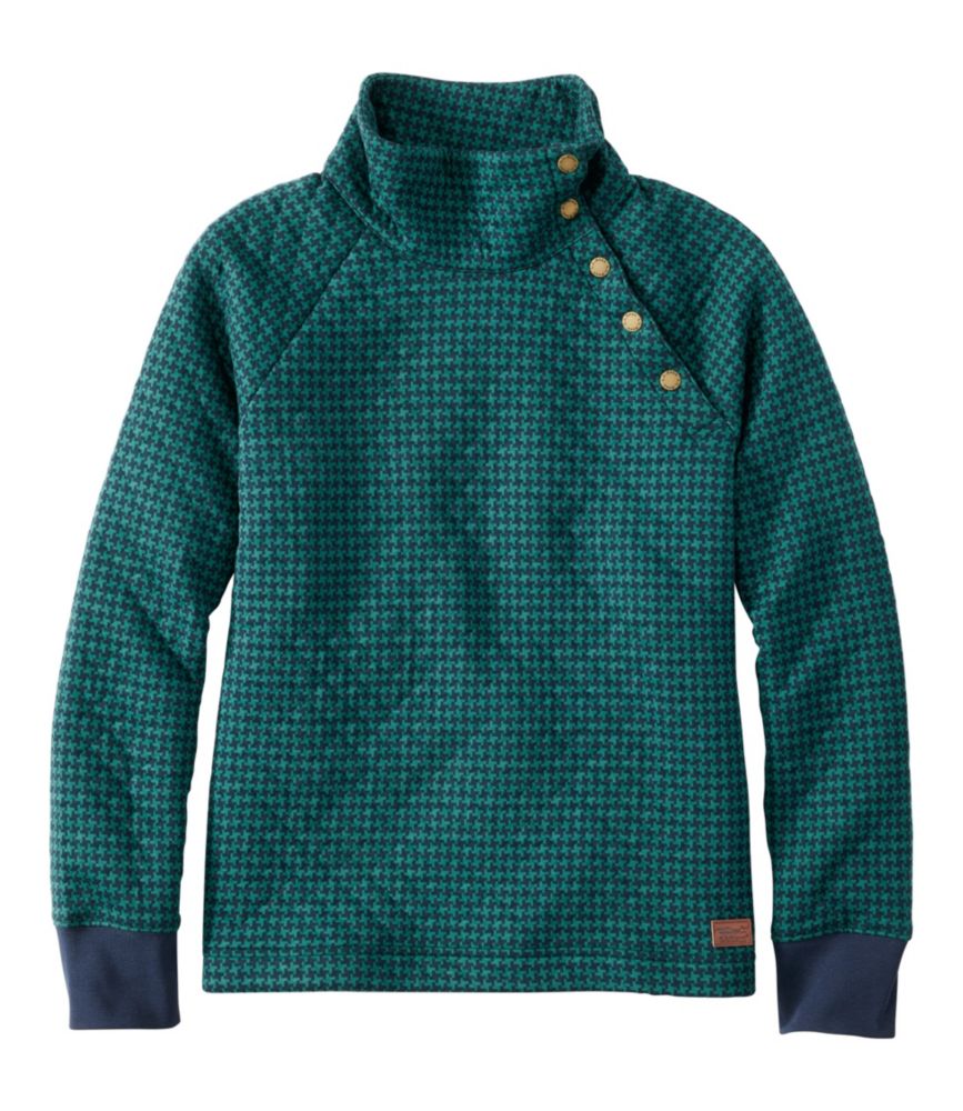 キルト・スウェットシャツ、スナップネック　プルオーバー　プリント