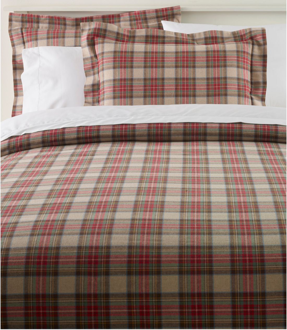 Green Heritage Chamois Flannel Comforter Cover Plaid L.L.Bean