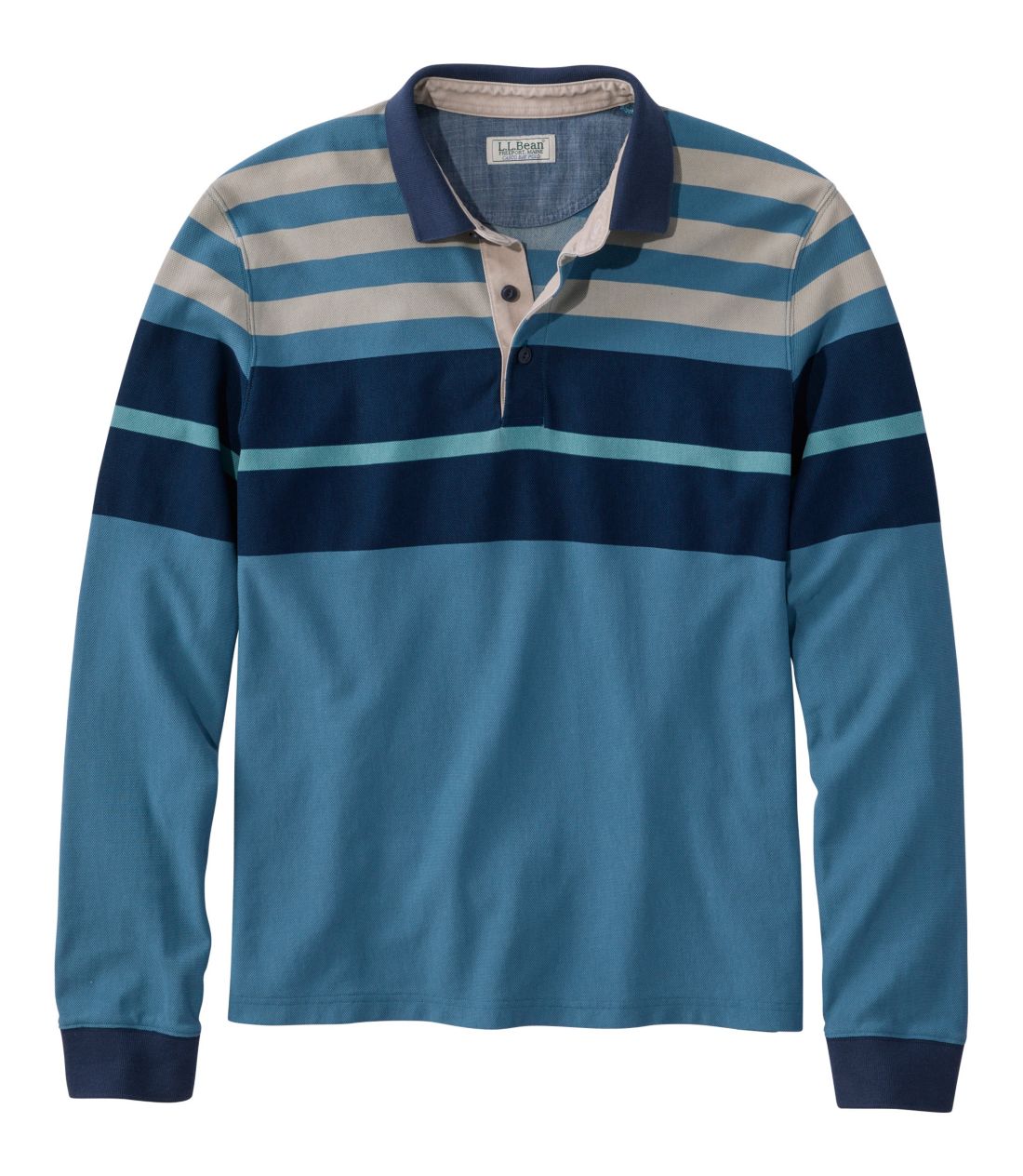 カスコ・ベイ・ラギッド・ポロシャツ、長袖　ストライプ