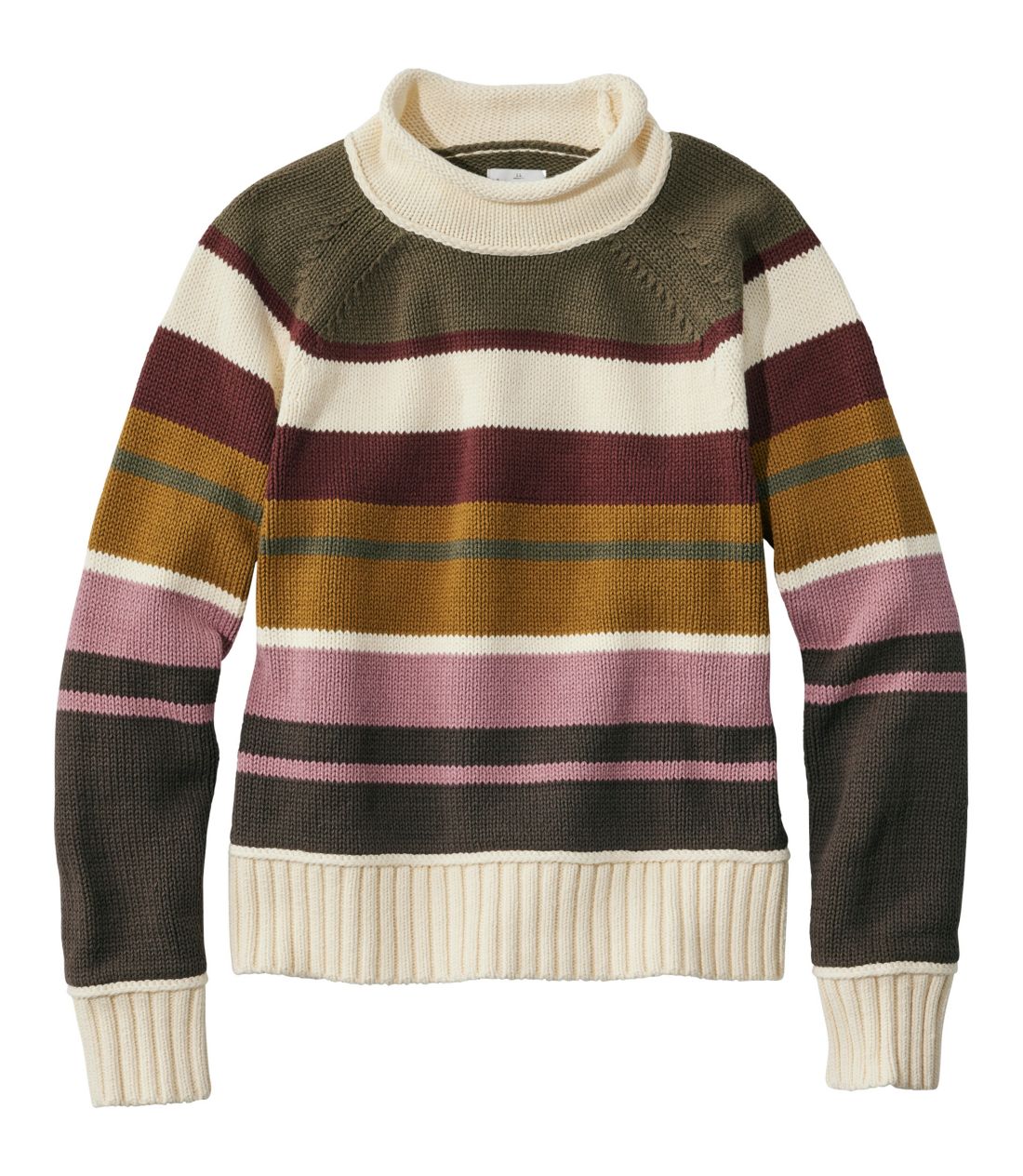 シグネチャー・オーガニック・コットン・セーター、ロールネック　ストライプ