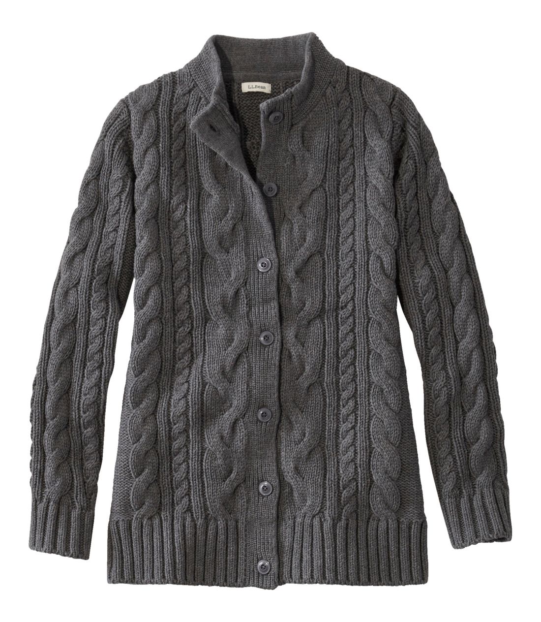 ダブル・エル・ミックスケーブル・セーター、ボタンフロント・カーディガン