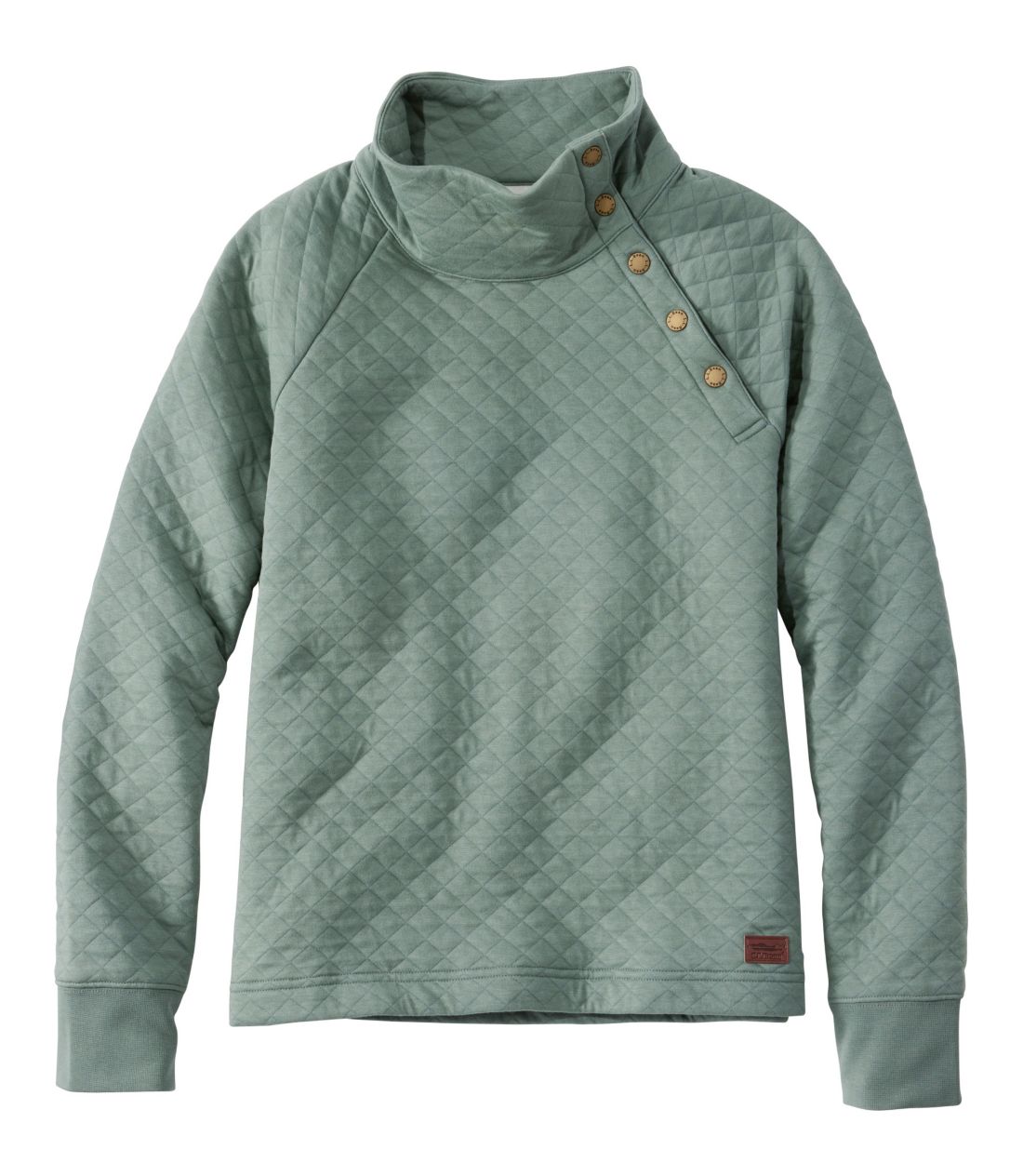 キルト・スウェットシャツ、スナップネック　プルオーバー