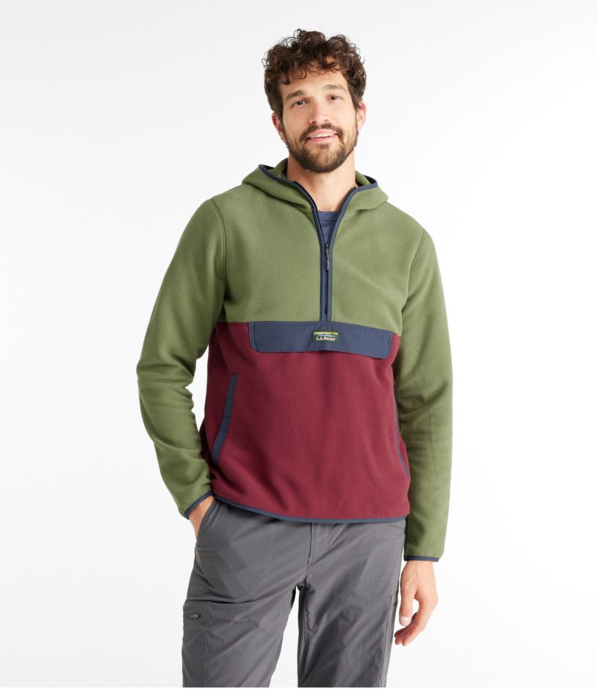 メンズ トレイル・フリース、ハーフジップ・フーディ カラーブロック