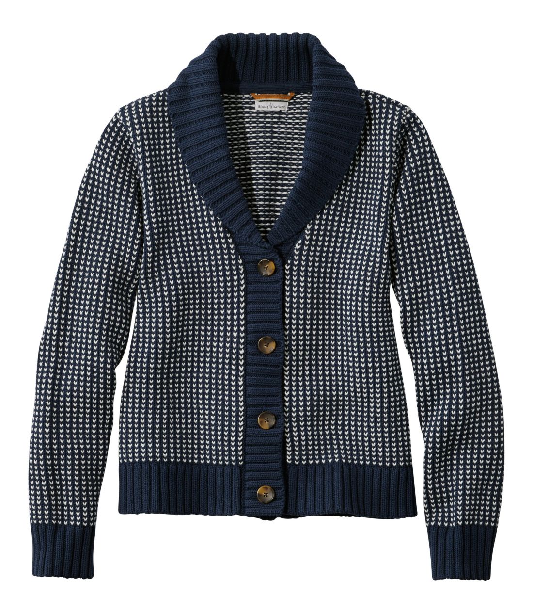 シグネチャー・オリジナル・コットン・セーター、ショール・カーディガン　バーズアイ