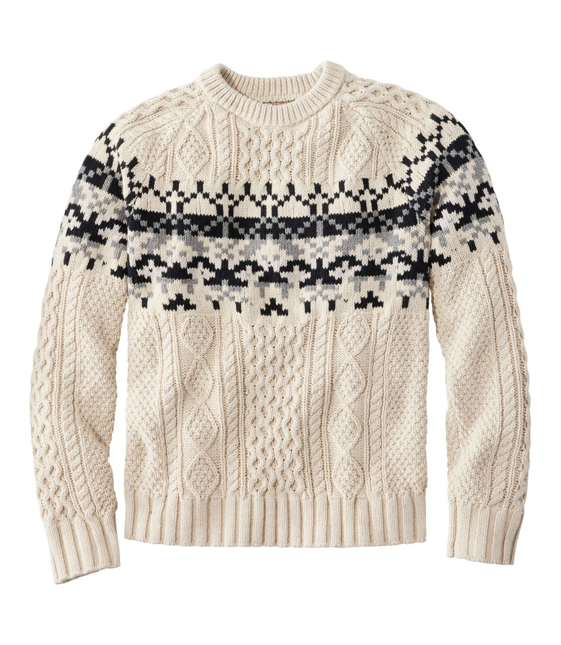 メンズ シグネチャー・コットン・フィッシャーマン・セーター、クルー  