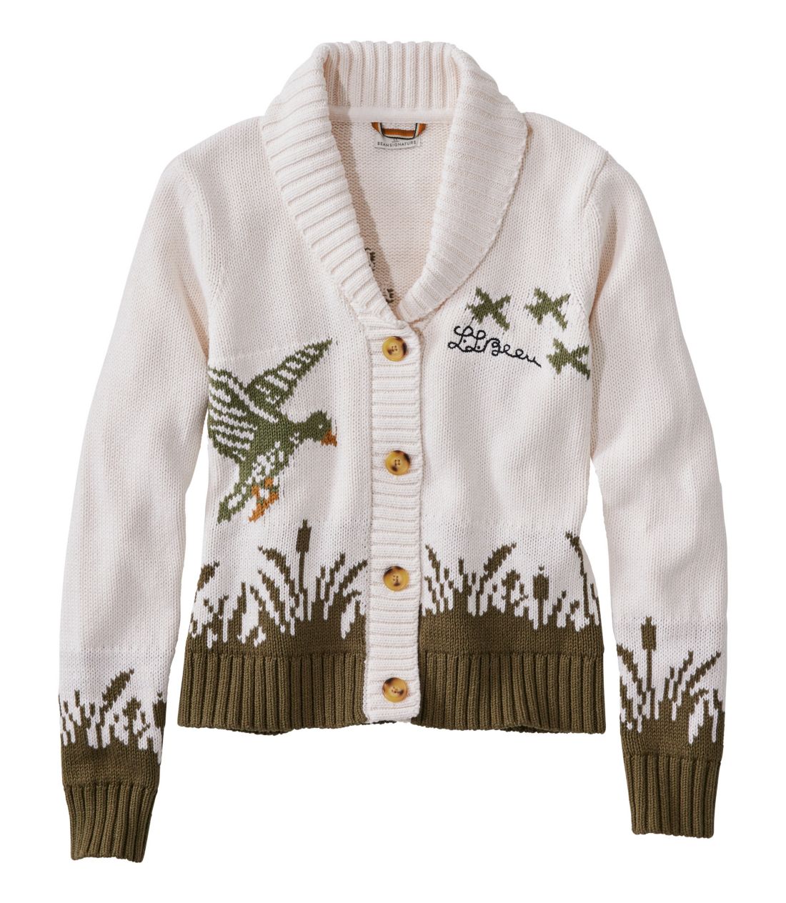 シグネチャー・オリジナル・コットン・セーター、ショール・カーディガン　ノベルティ