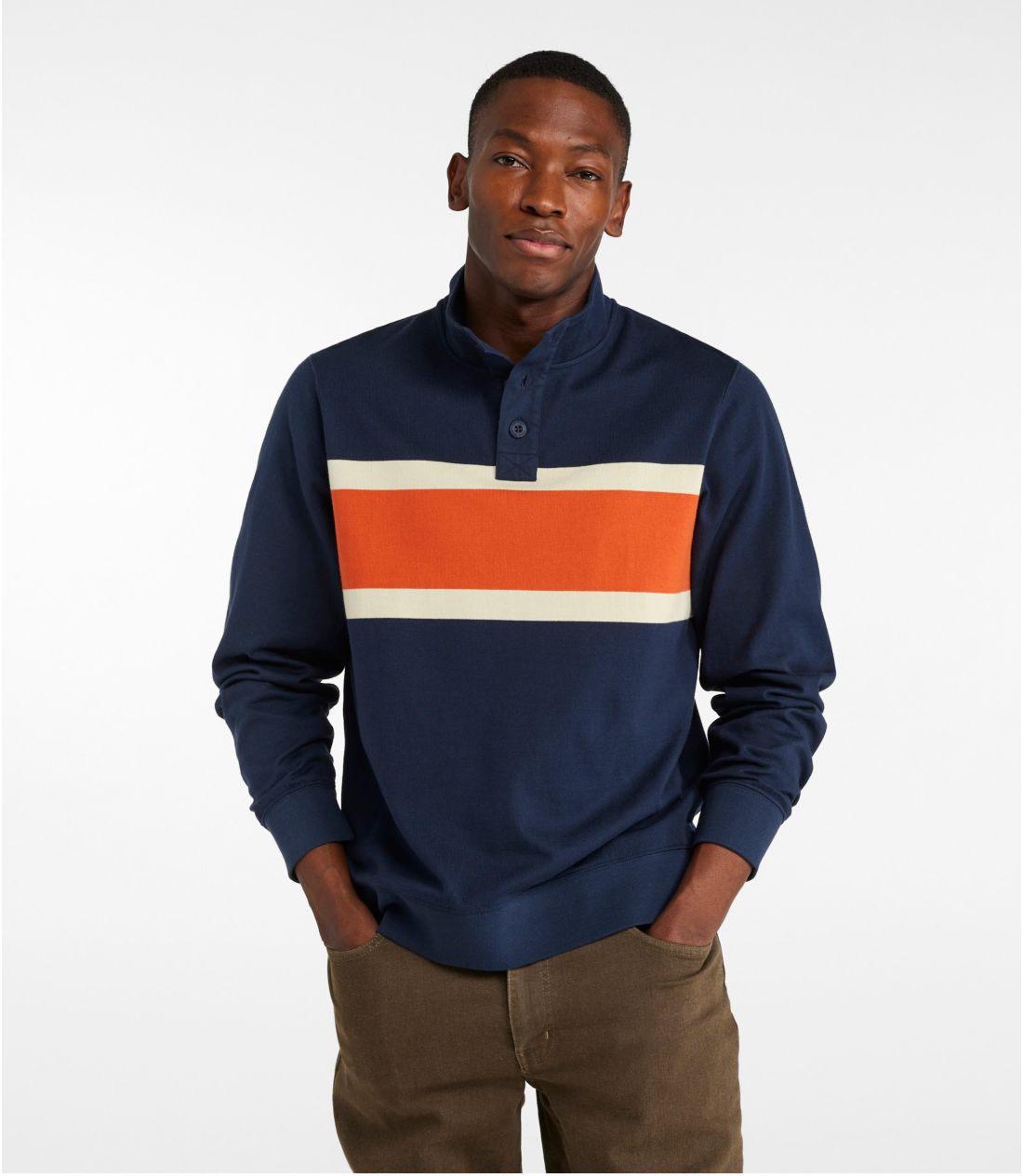 メンズ ビンテージ・ソフト・ラグビー、モックネック チェスト