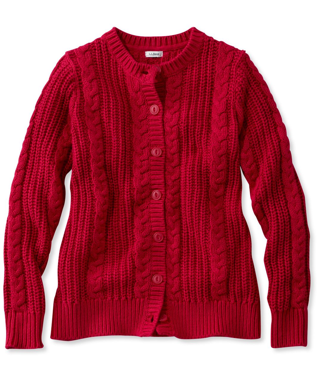 ウィメンズ ロープ・ステッチ・シェーカー・セーター、ボタンフロント